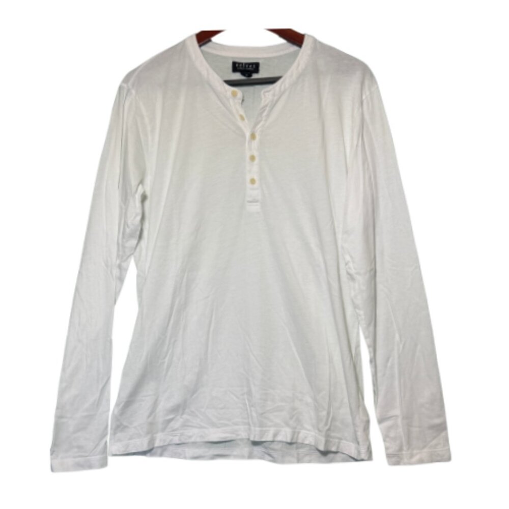 Gently Worn White VELVET Henley Long Sleeve T-Shirt Size M (BB1007)